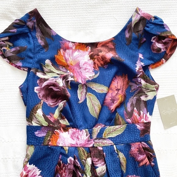 NWT MOULINETTE SOEUR ROSADO FLORAL TEXTURED CAP TULIP SLEEVE COCKTAIL DRESS - Picture 8 of 11